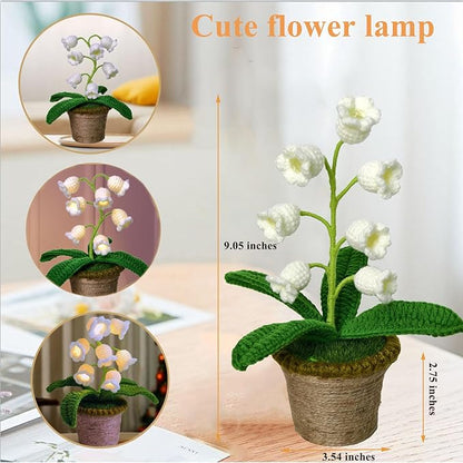 Knitted Lily of the Valley Mini Crochet Flower Light