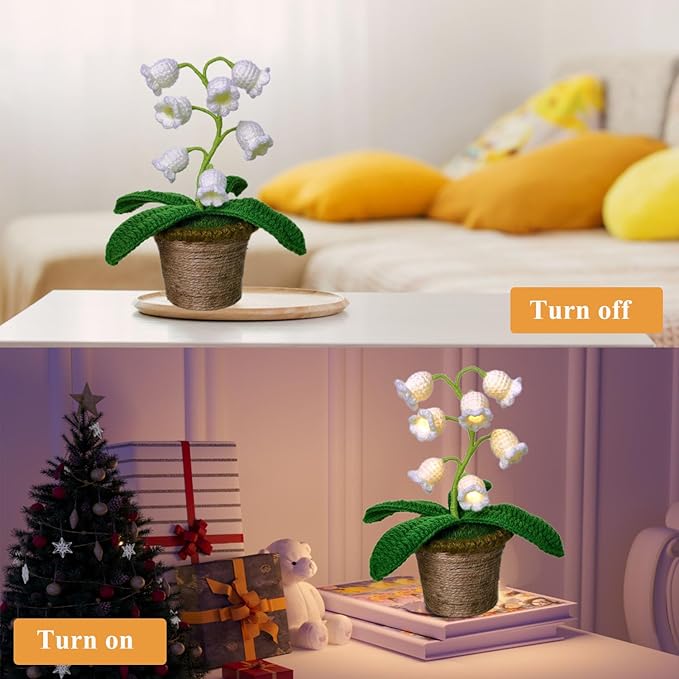Knitted Lily of the Valley Mini Crochet Flower Light