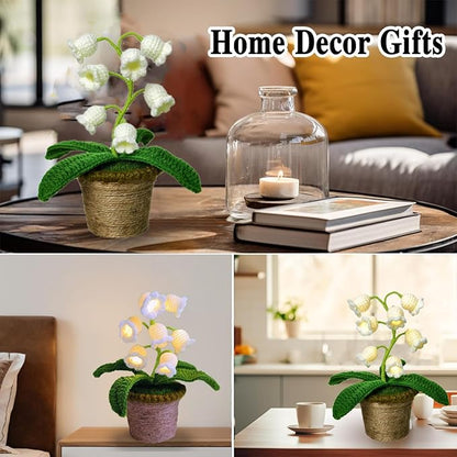 Knitted Lily of the Valley Mini Crochet Flower Light