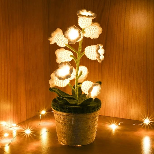 Knitted Lily of the Valley Mini Crochet Flower Light