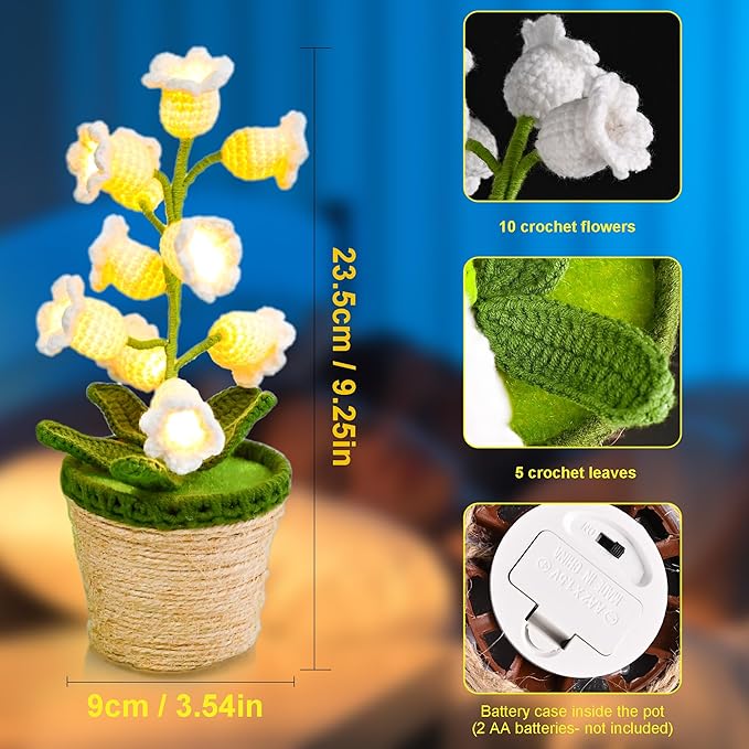 Knitted Lily of the Valley Mini Crochet Flower Light