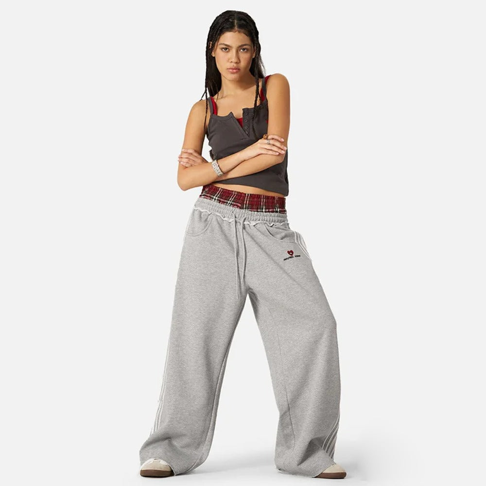 Plaid Double Waisted Sweatpants