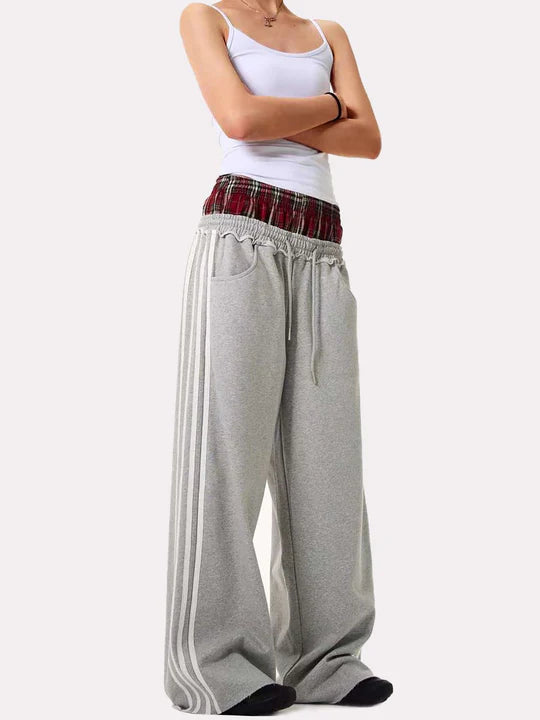 Plaid Double Waisted Sweatpants