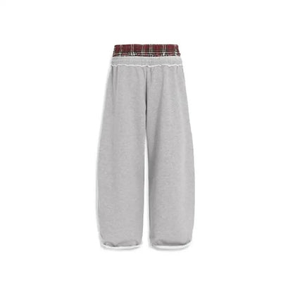 Plaid Double Waisted Sweatpants