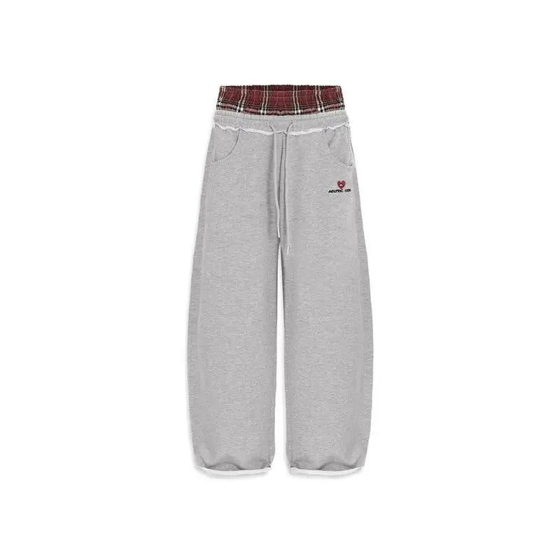 Plaid Double Waisted Sweatpants