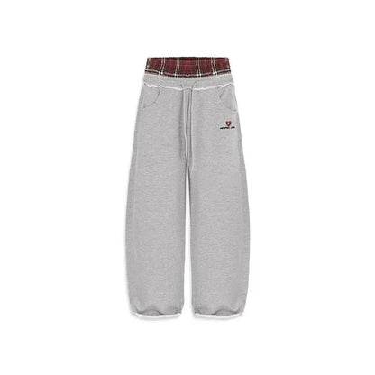 Plaid Double Waisted Sweatpants