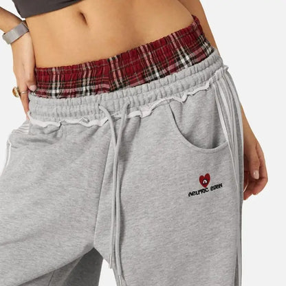 Plaid Double Waisted Sweatpants