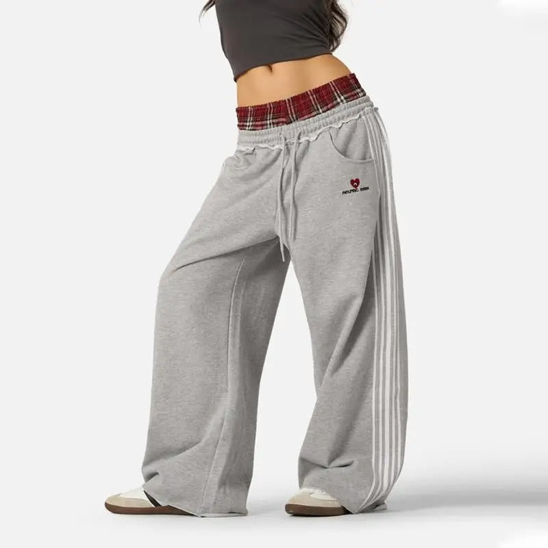 Plaid Double Waisted Sweatpants